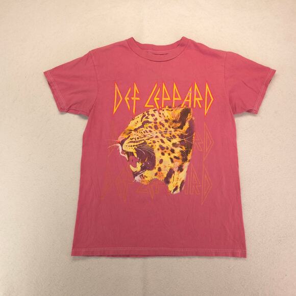 Def Leppard Band Graphic Crew Neck T Shirt Adult Mens Size Small S Pink - Picture 2 of 9